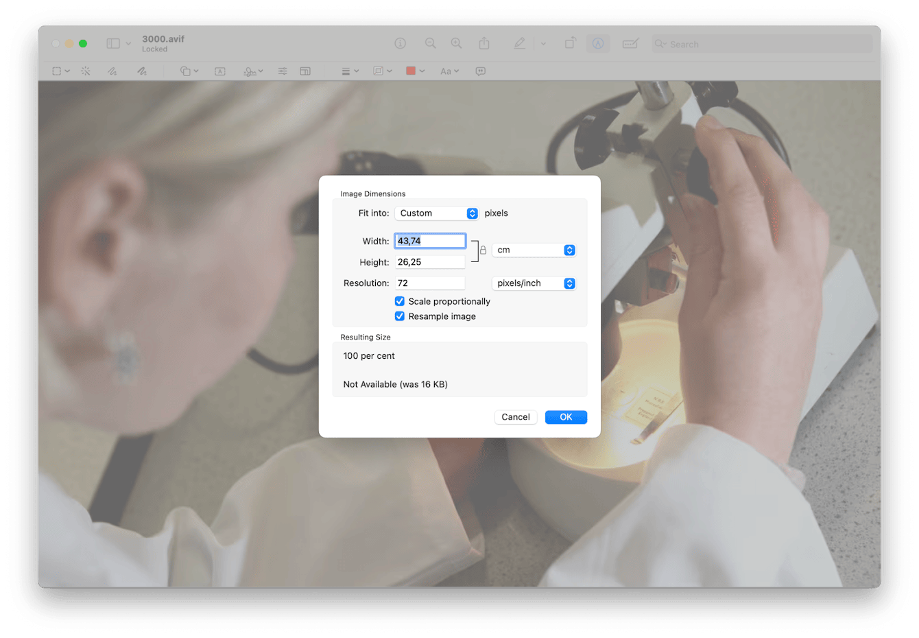 Resize images using Preview